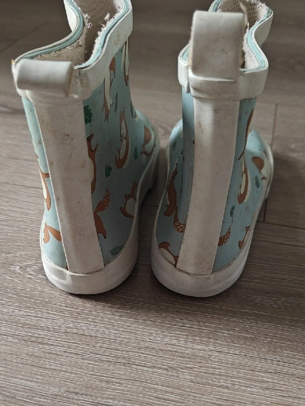 H&M Toddler 8.5 Kids Fox Print Rain Boots - Light Blue